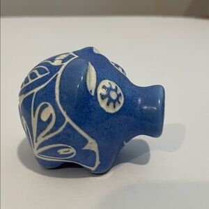 Blue and White Ceramic Pig